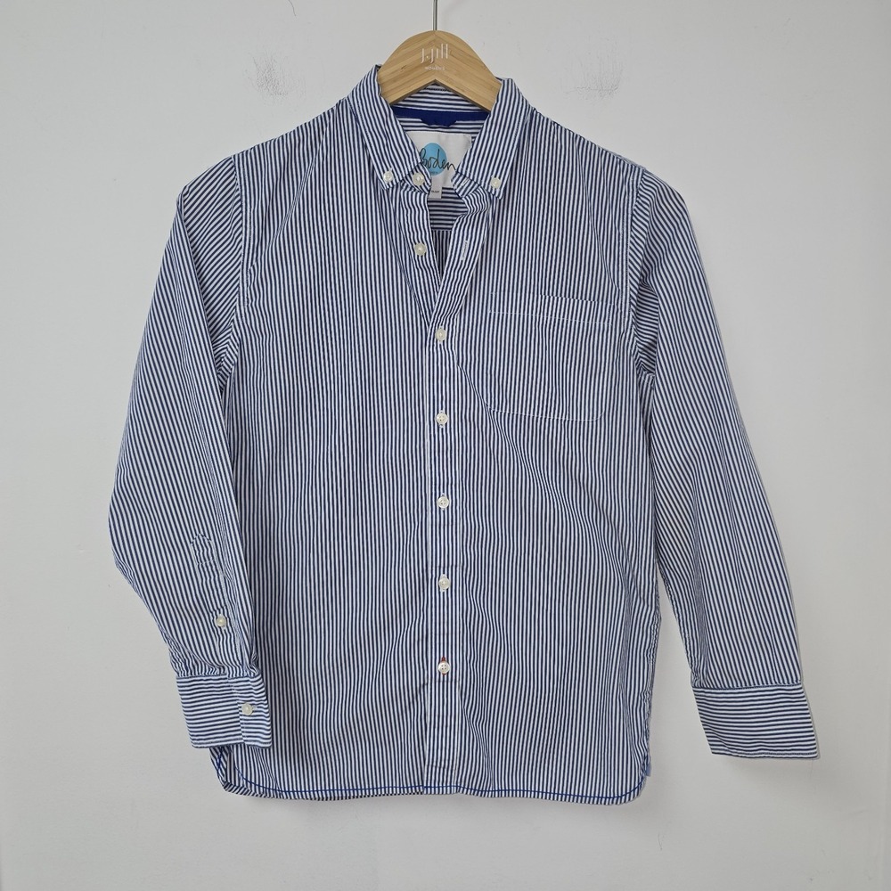 Boden Boys Shirt Size 15/16Y L Blue Stripe Long Sleeve Button Down Preppy School